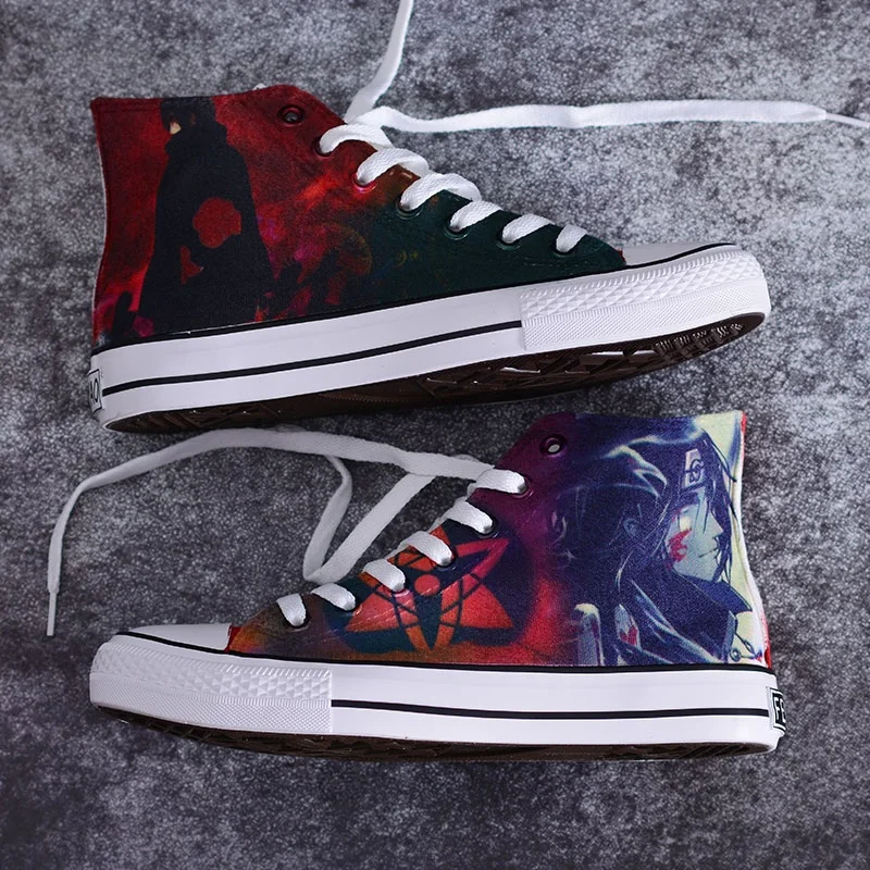 

High-Q Unisex Japan Anime NARUTO Uchiha Shisui Canvas Shoes Preppy Student plimsolls Casual 3D NARUTO shoes rope soled shoes