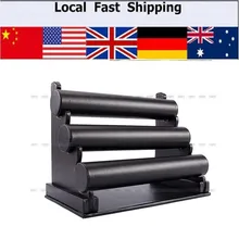 Three-Tier Black Leatherette Jewellery Bangle Bracelet Watch Show Holder Stand Showcase