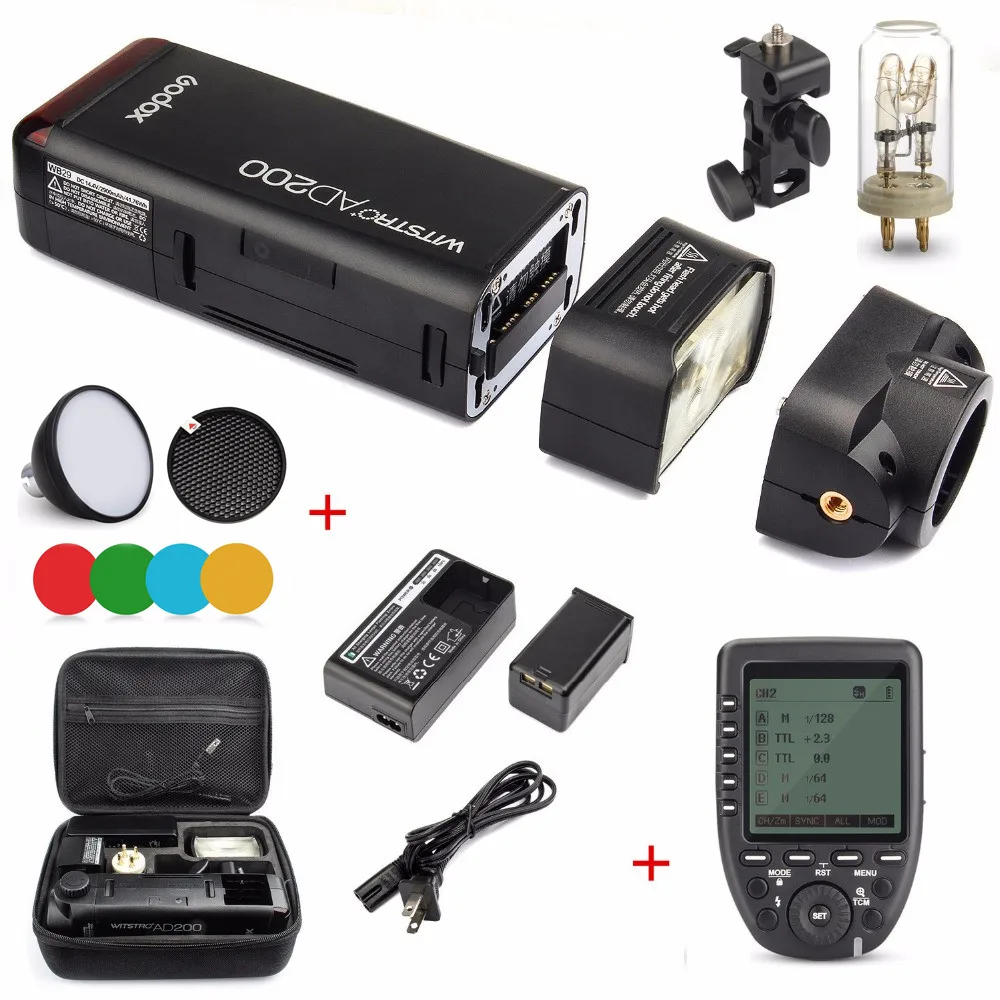 Godox AD200 200Ws 2 4G TTL стробоскопическая вспышка 1/8000 HSS с батареей 2900 мАч и неизолированной лампой/вспышкой Speedlite