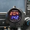 Thermomètre numérique de voiture 2 en 1, voltmètre de voiture 12V/24V, détecteur de tension de température, moniteur avec LED rouge bleu ► Photo 1/6