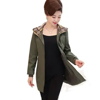 

Women hooded Windbreaker 2018 Spring Loose Long-sleeved Women Outerwear Large size Medium-long Casual Female Trench Coats 5XL