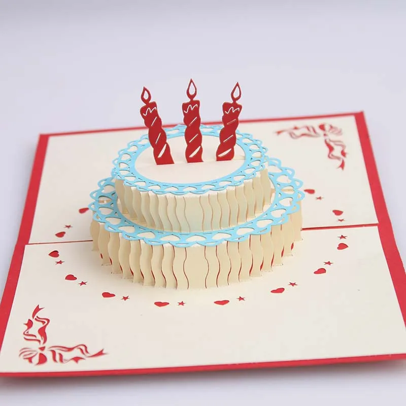 Creative 3 D Stereo Diy Handmade Birthday Cake Card Paper Carving