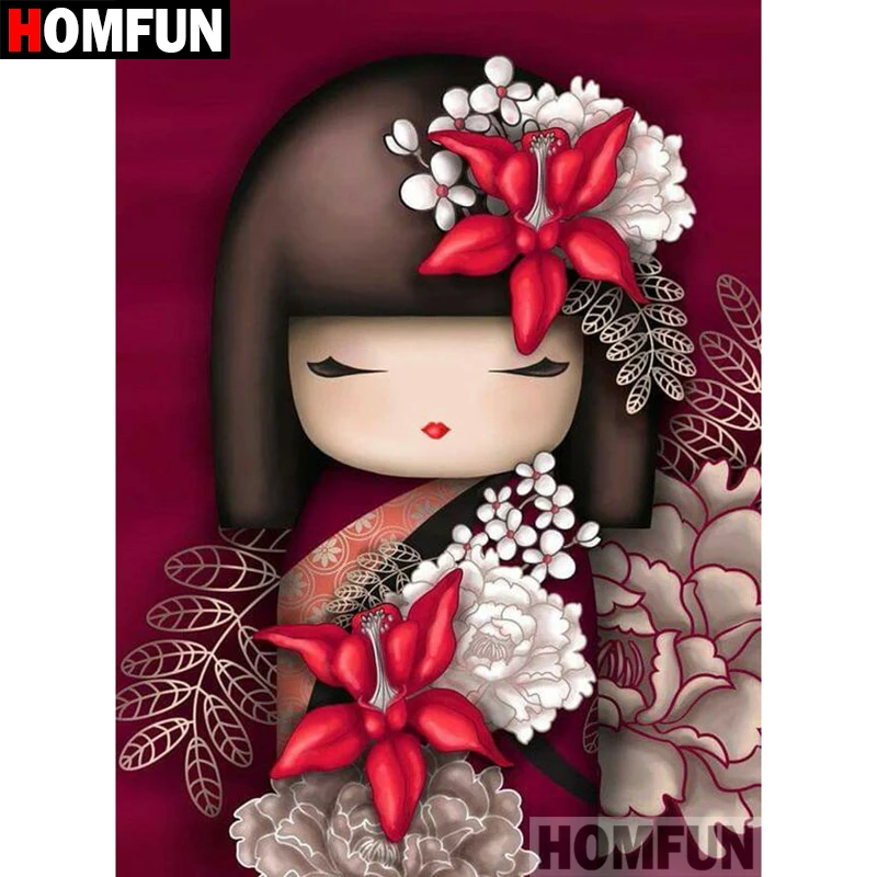 Алмазная картина HOMFUN 5D &quotДевушка из мультфильма&quot квадратная/круглая вышивка