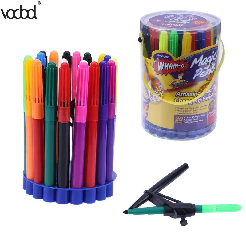 

20Pcs/box Washable Color Changing Magic Marker Pen Painting Drawing Canetas with Assistant Tool School Supplies