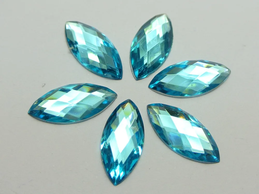 

100 голубые драгоценные камни с плоской задней стороной, 9x20 мм, без отверстия