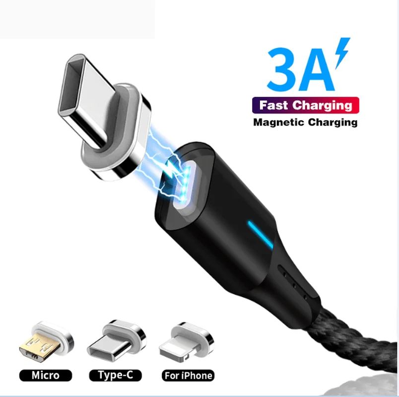 

Magnetic Charger Cable USB C 3A Fast Charging Data Cable for IPhone Lighting Xs Xr Samsung S9 Huawei P30 P20 Type C Mobile Phone