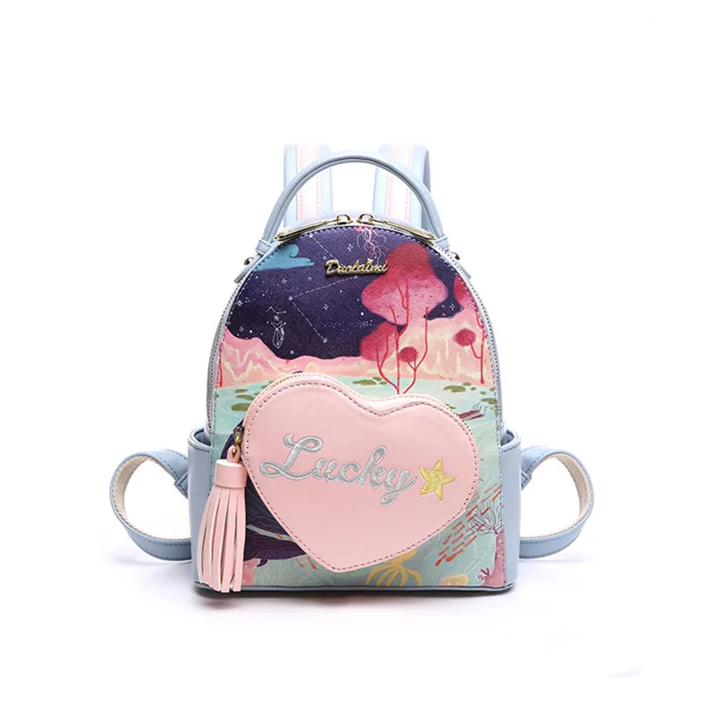 Floral Printing Backpack Preppy Style School Backpack Pu Leather Fashion Women Shoulder Bag For Teens Girls
