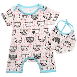 Комбинезон с лисичкой для новорожденных девочек и мальчиков; комбинезон для малышей; комплект детской одежды