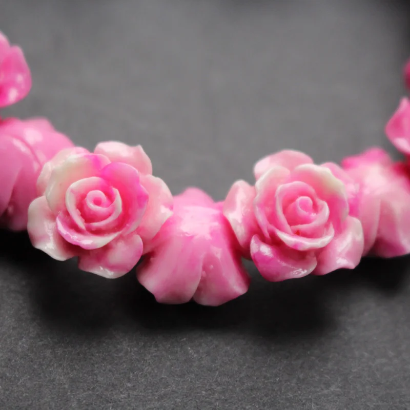 

10Pieces 15mm Double Colored Synthic Coral flower beads Hot Pink &white Color Camelia Coral beads Cabochon for Jewelry making
