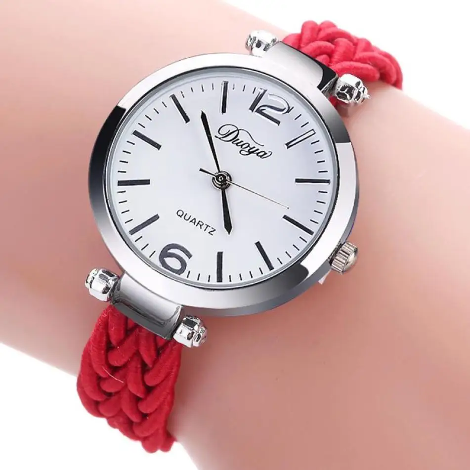 Лучшие продажи модные высококачественные модные дамские часы женские тонкие нейлоновые намотки Аналоговые кварцевые наручные часы - Цвет: Red