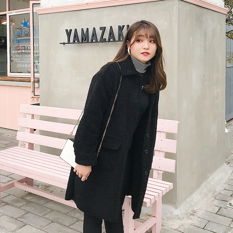 Grande Manteau Nouvelle Mode Agneau Femmes Lâche 822 Printemps Chaud Longueur Taille Épaississement Pardessus Moyen 5lKcuTF1J3