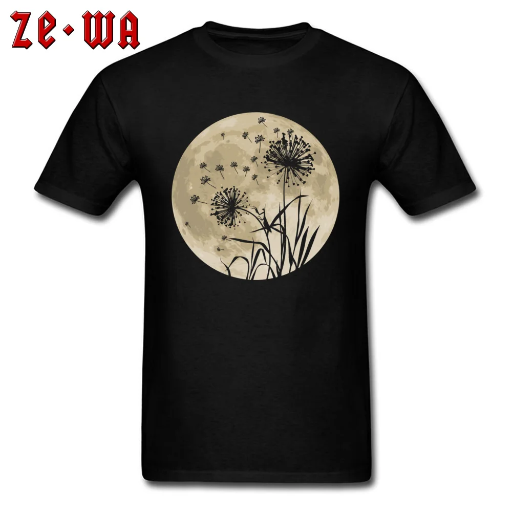 Men Oversized Tops Tees O Neck Lovers Day Pure Cotton Top T-shirts 3D Printed Dandelions By The Moonlight Top T-shirts Dandelions By The Moonlight black