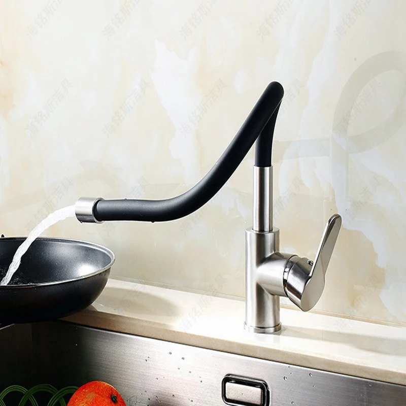 

Modern Colorful Kitchen Faucet Single Handle Flexible&Rotatable Kitchen Water Tap Cold&Hot Kitchen Sink Mixer Tap Brushed Finish