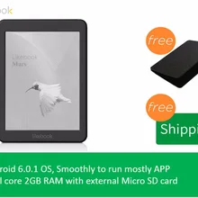 Новые Мальчики likebook Mars 7," для чтения электронных книг читалка с двойным цветом передний Передний фонарь 2G/флеш-накопитель 16Гб 8Гб, четырёхядерный андроид 6,0 wif/BT аудио разъем