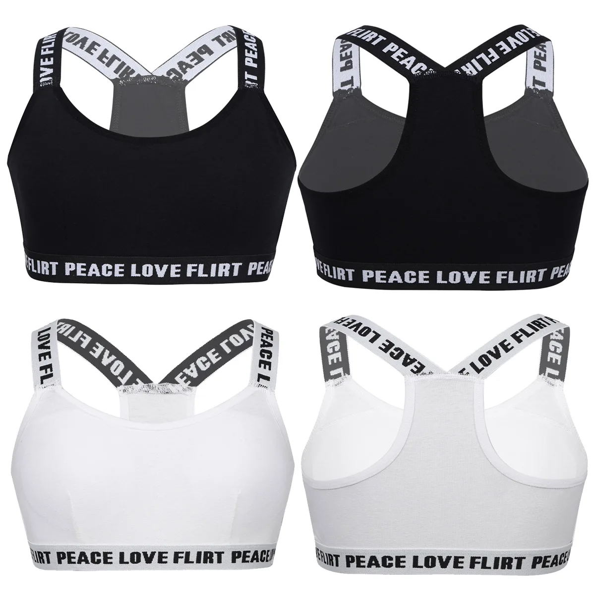 Teen Girls Soft Padded Cotton Letter Print Bra for Young Girls Puberty Growing Bras Underwear Training Bra Yoga Sports Gym Tops