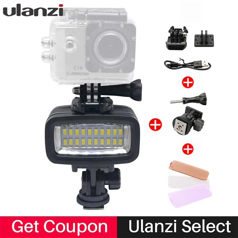 

Ulanzi 30M Waterproof Underwater LED Video Light Super Bright Diving Fill Lamp Suitable for GOPRO SJCAM Action Camera
