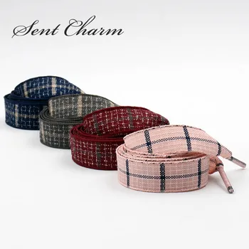 

SENTCHARM 120cm/47inch British Style Plaid Shoestrings 1.5cm Wide Fashionable Personality Shoelaces For Girls