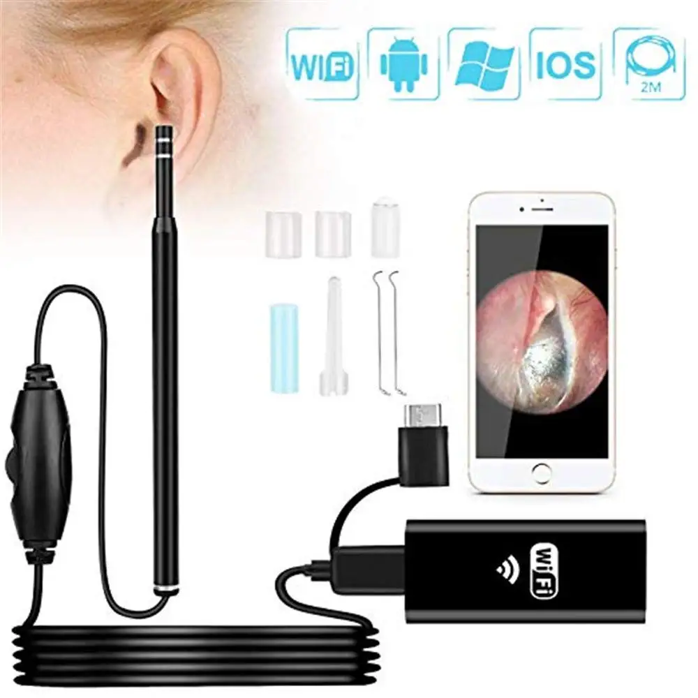 Беспроводной Wi Fi 5,5 мм ухо эндоскоп видео HD 720 P спецодежда медицинская Детская безопасность водостойкая камера IPhone Android отоскопы эндоскопии