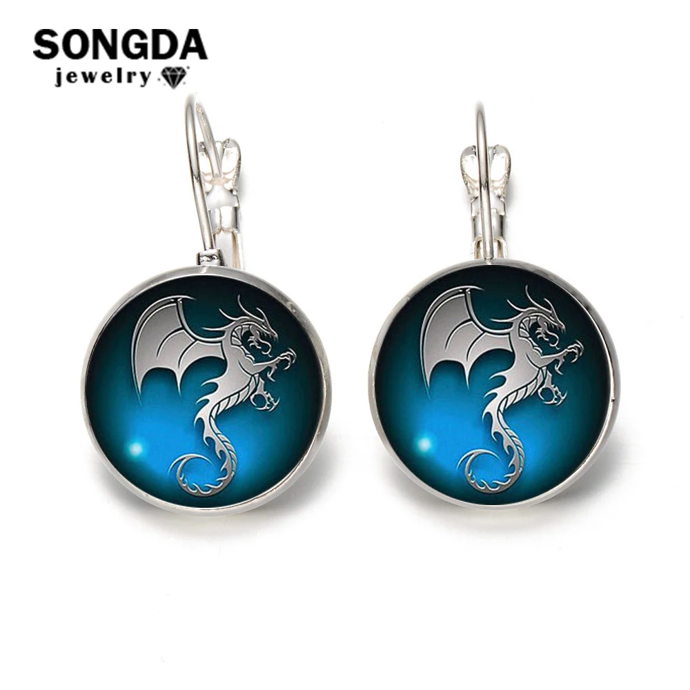 

SONGDA Classic Game of Throne Earrings Punk Style Bronze/Silver Dragon Pterosaur Art Time Gem Hook Earrings Personality Jewelry