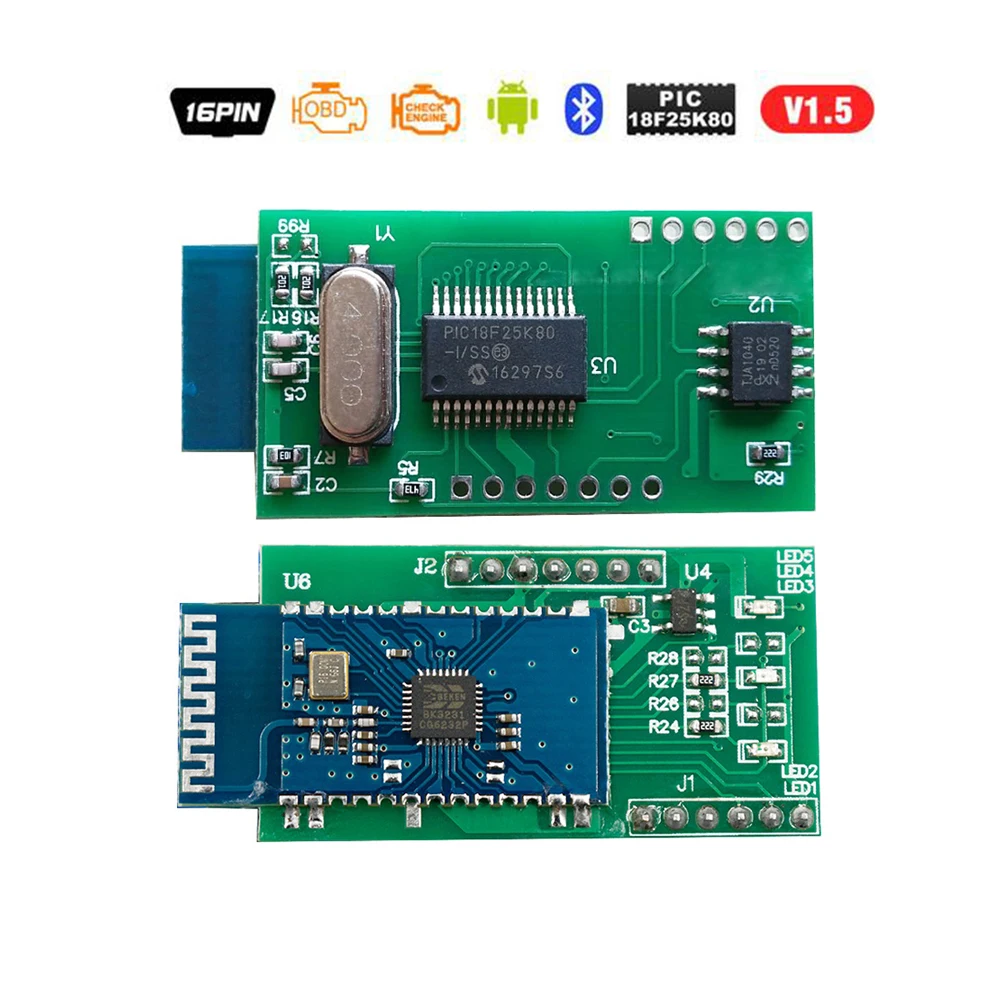 Реальный чип PIC18F25K80 ELM327 V1.5 OBD2 Bluetooth диагностический автомобильный смарт
