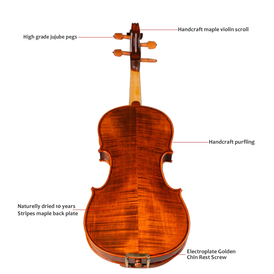 TONGLING бренд Ручной Работы Антикварная скрипка натуральные полосы клен ручная работа масло лакировка Violino Jujube установлены