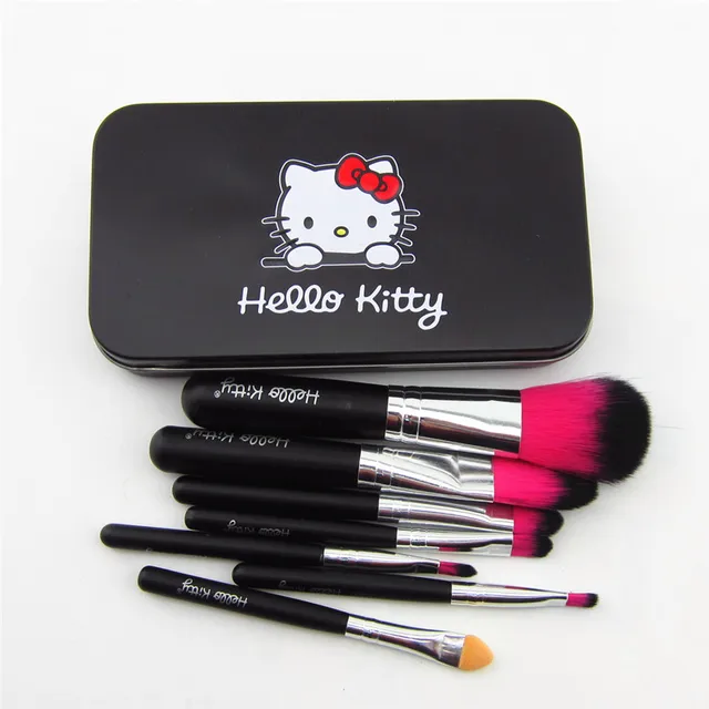 black New Hello Kitty Mini Makeup brush Set cosmetics kit pincel