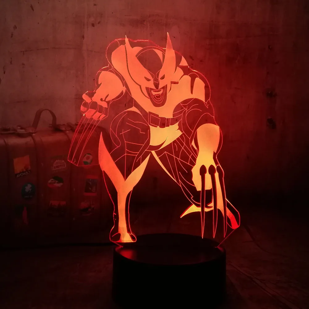 

Modern 3D LED Night Light Cool Marvel Comics Wolverine Hero RGB 7 Color Desk Lamp Child Kids Boy Toys Christmas Gift Home Decor