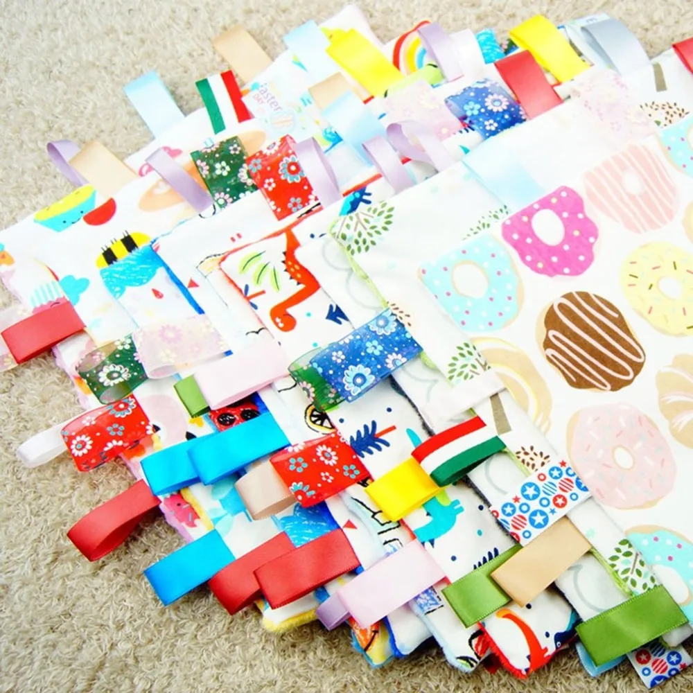 

25x25cm Baby Soothing Towel Newborn Infant Security Tag Blanket Colorful Cartoon Warm Soft Hand Towel for Baby Cares