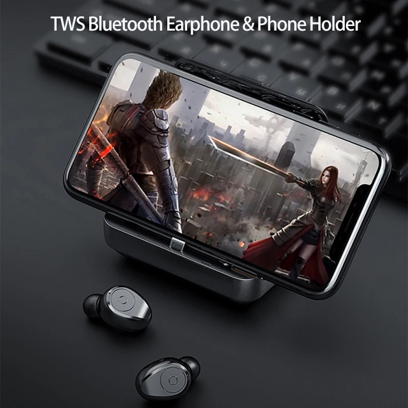 Bluetooth 5 0 TWS Earphones With LED Display Power Bank Phone Holder Waterproof Sport Music True Wireless Earbuds Mini Headsets