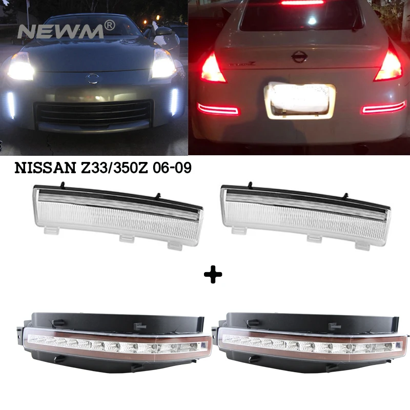 

Clear Lens Led DRL White/Amber + LED Turn Signal Backup Brake Rear Light For Nissan 350Z Z33 2006-2009