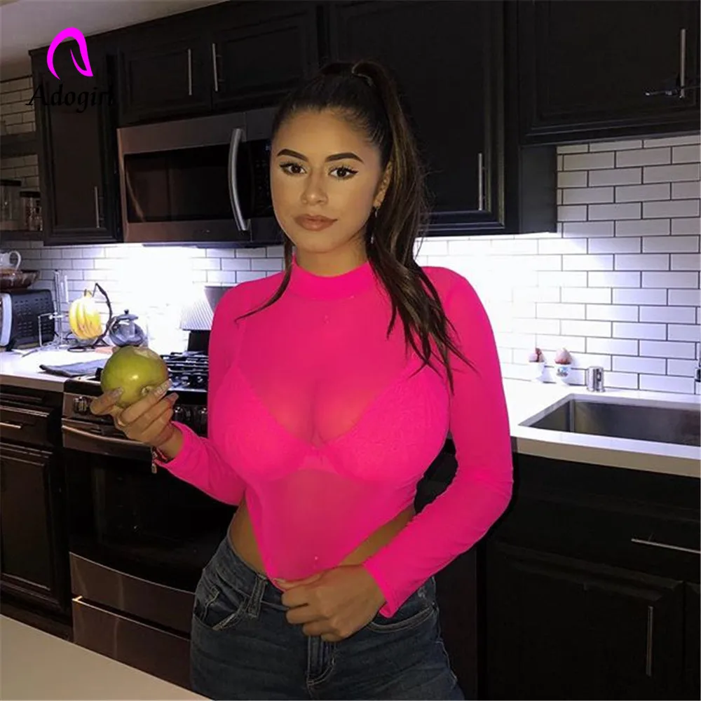 2019 Autumn Neon Women Bodysuit Mesh Long Sleeve Body Neon Green High Waist Party Bodysuits Bodycon Jumpsuit Transparent Rompers 2019 Autumn Neon Women Bodysuit Mesh Long Sleeve Body Neon Green High Waist Party Bodysuits Bodycon Jumpsuit Transparent Rompers