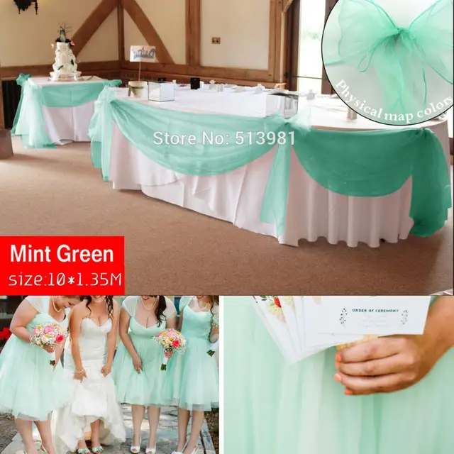 Promotion Mint Green 10m 1 35m Sheer Organza Swag Fabric Home