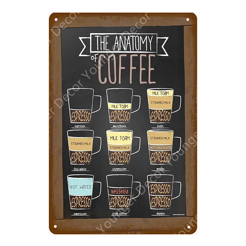 Горячий кофе вывески сладкий чай плакат американская закусочная кофеин кафе магазин декор винтажная настенная живопись доска украшение кухни - Цвет: YD3722F