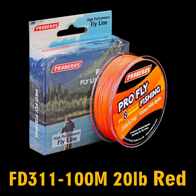 New 50M 100M Pro Series Fly Line 20LB/30LB Yellow/Red Color Fly Backing Line 8 Weaves Fly Line