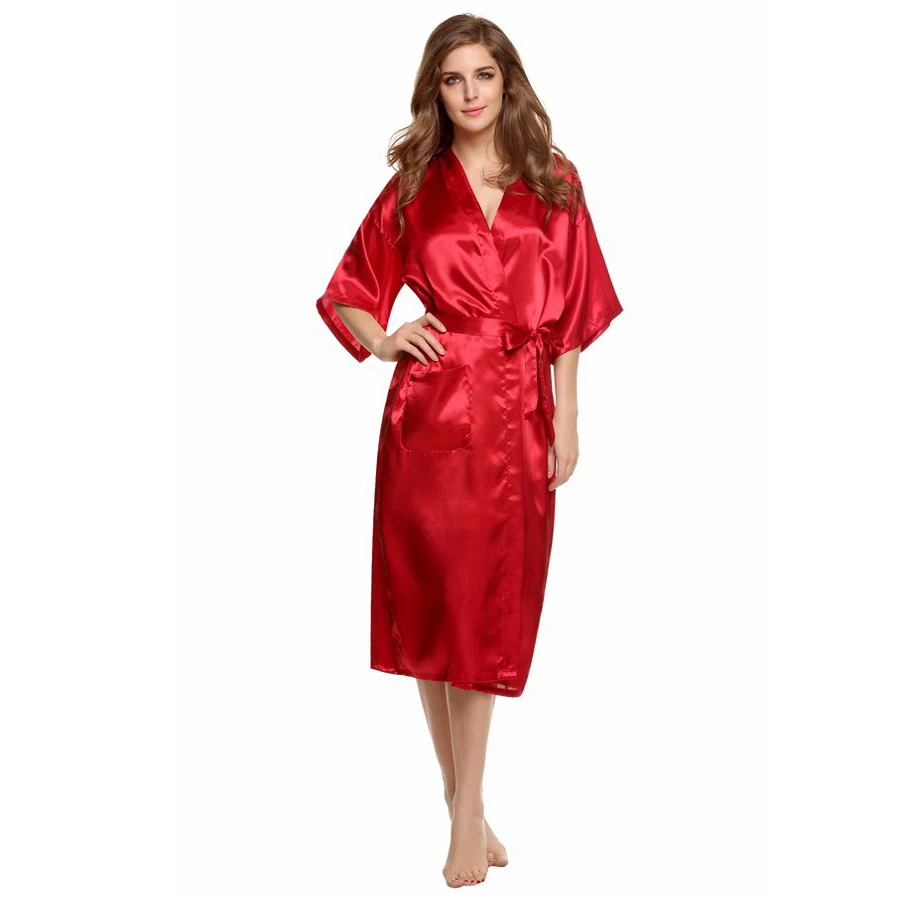 958 30 De Réductionrouge Grande Taille Longue Mariée Demoiselles Dhonneur Robe Sexy Lingerie Femmes De Mariage Kimono Robes Nuit Robe Vêtements