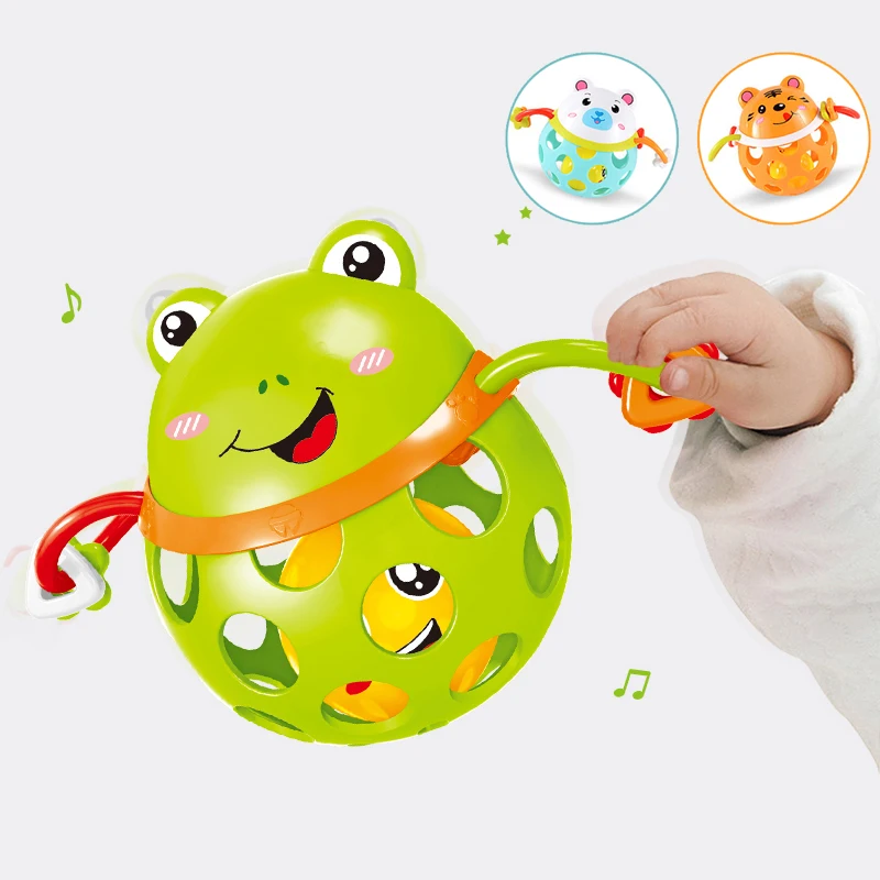 0-12 месяцев Детские погремушки игрушки Интеллект захватывающие десны пластиковые животные музыка рука погремушка ранний развивающий