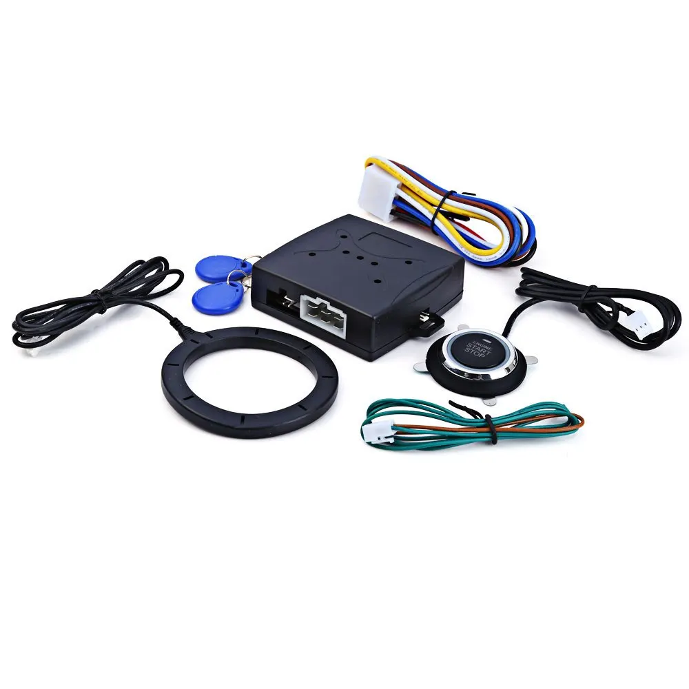 Universal Car Alarm System Driving Security Push Button Engine Start RFID Lock Ignition Starter with Remote Keyless Entry System