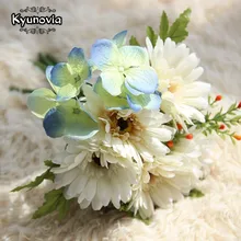 Kyunovia Wild Boho осенний Свадебный букет невесты Подсолнух цвета слоновой кости Гербера сброшенный в вазе Свадебный букет оптом D44