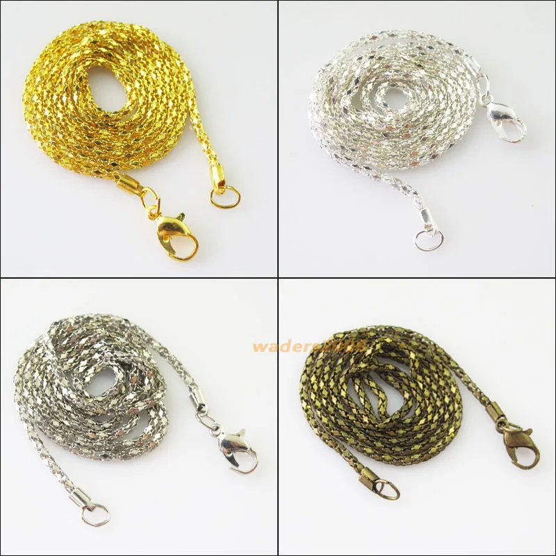 

4Strands Necklaces Chain With Lobster Clasps Gold Dull Silver Bronze Plated 50cm
