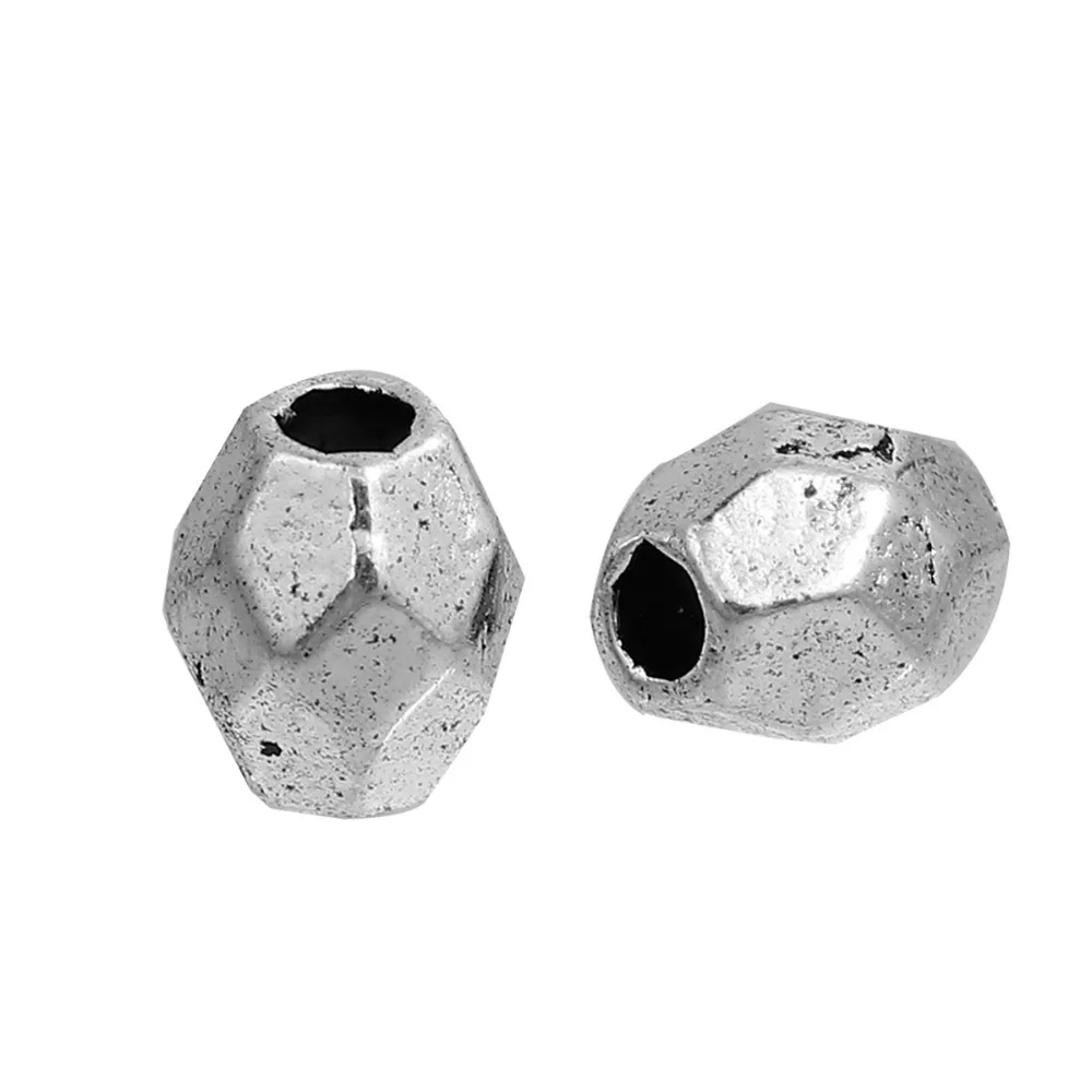 

DoreenBeds Zinc Based Alloy Spacer Beads Drum Antique Silver Faceted DIY Beads Findings 4mm x3.5mm, Hole: Approx 1mm, 300 PCs