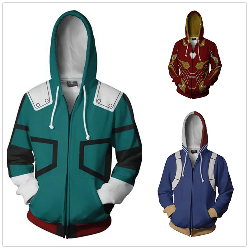 Толстовка с капюшоном надписью My hero Academy izku midoriya shouto todoroki boku no костюм для косплея