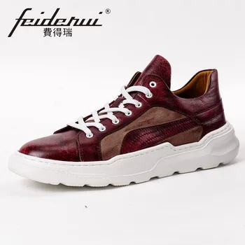 

New Fashion Genuine Leather Men's Comfortable Oxfords Footwear Round Toe Retro Handmade Man Flat Platform Casual Shoes KUD289