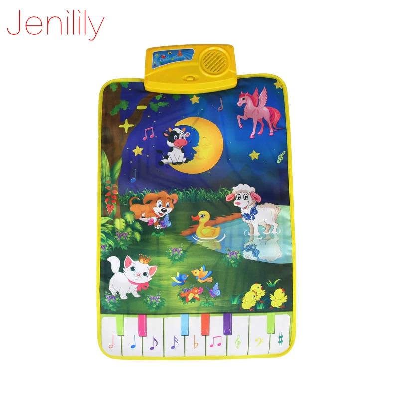 Tapete do Bebê Lua e Animais Crianças Toque Jogo Tapete Desenvolvimento Musical Brinquedo Cantando Música Quebra-cabeças Brinquedos 37.5x62cm