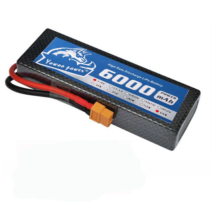 

Yowoo Power Lipo 2S Battery 7.4V 6000mAh 60C Max 120C RC Hard Case Car AKKU For Airplane Traxxas Trx4 1/10 Car Truck Airplane