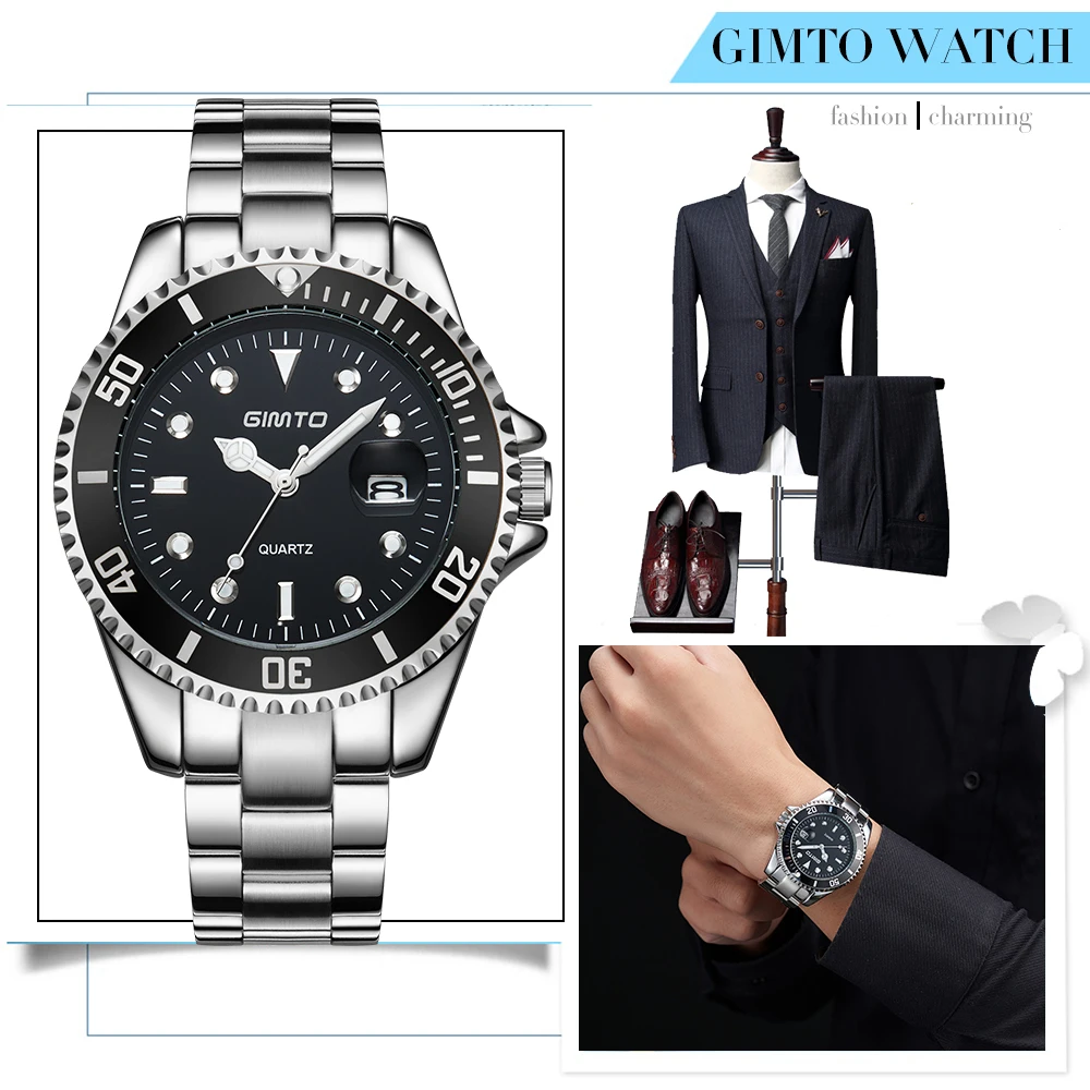 2016 Top Brand Men Sports Quartz Watch Clock Big Dial Black Male Business Watches Stainless Steel