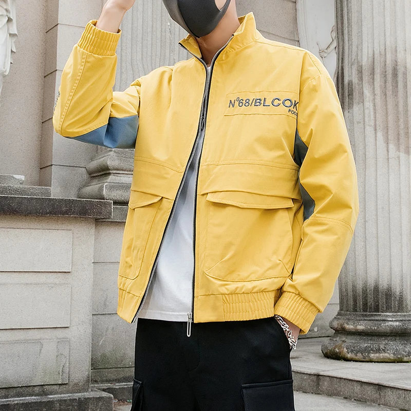Brand New Men Jacket Spring 2019 Streetwear Mens Jackets and Coats Long Sleeve Front Big Pocket Design Windbreaker Jacket Men