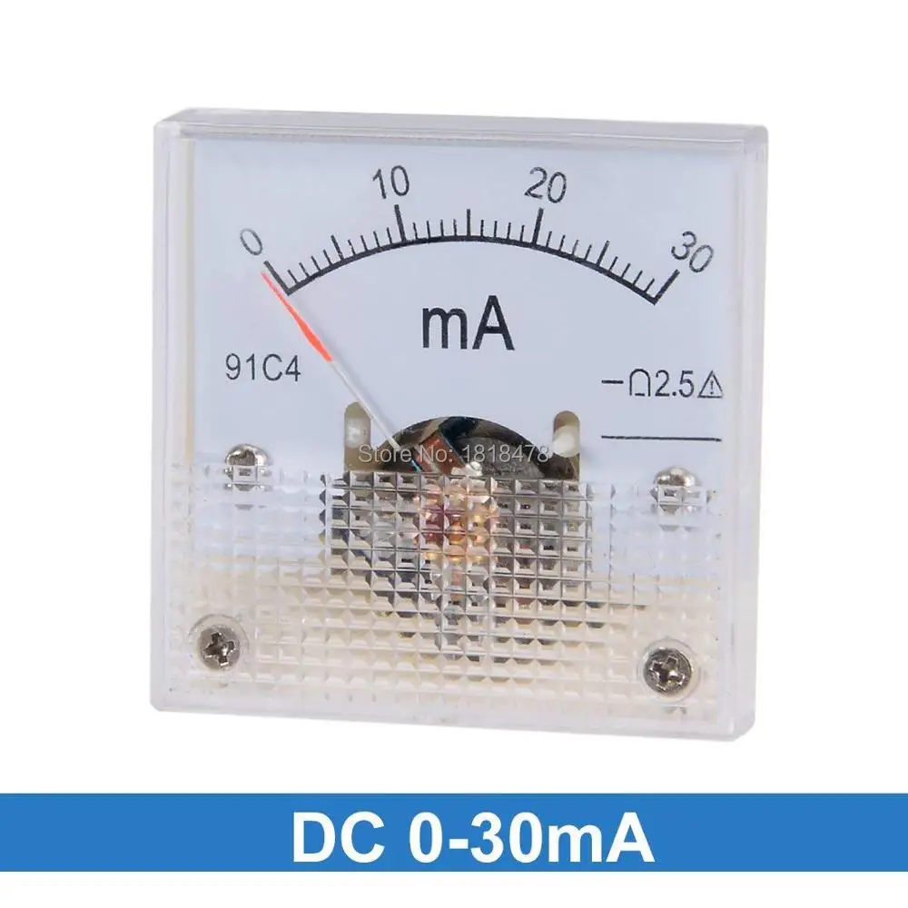 Класс 2,5 Точность DC 100uA 20mA 30mA 500mA 0-1A 2A 3A 5A 10A 15A 20A 30A амперметр переменного тока аналоговые Панель Амперметр 91C4