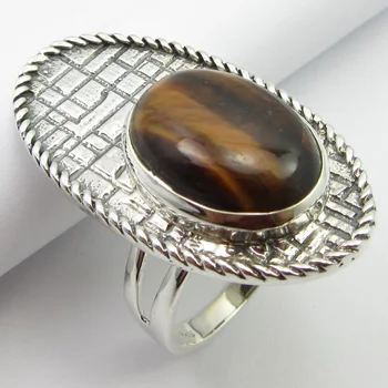 

Solid Tiger's Eye Finger Ring Sz 8 8.8 Grams Jewelery Gift Unique Designed