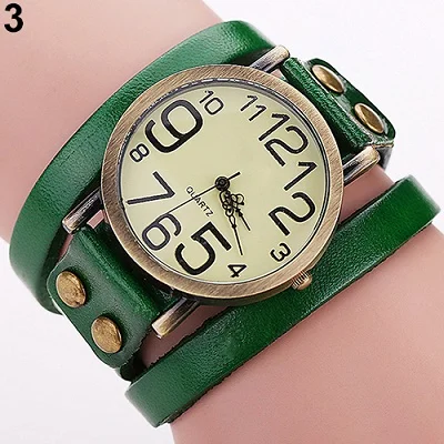 

Women Men Retro Punk Rock Faux Leather Winding Bracelet Wrist Watch Jewelry Store 51