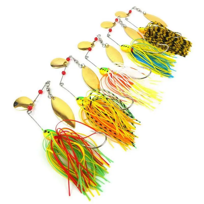 

Spinner bait Metal Sequins Lures Silicone Skirt Jig Fishing Lure Wobbler Spinner Beard Tackle isca artificial soft lure leurre#8